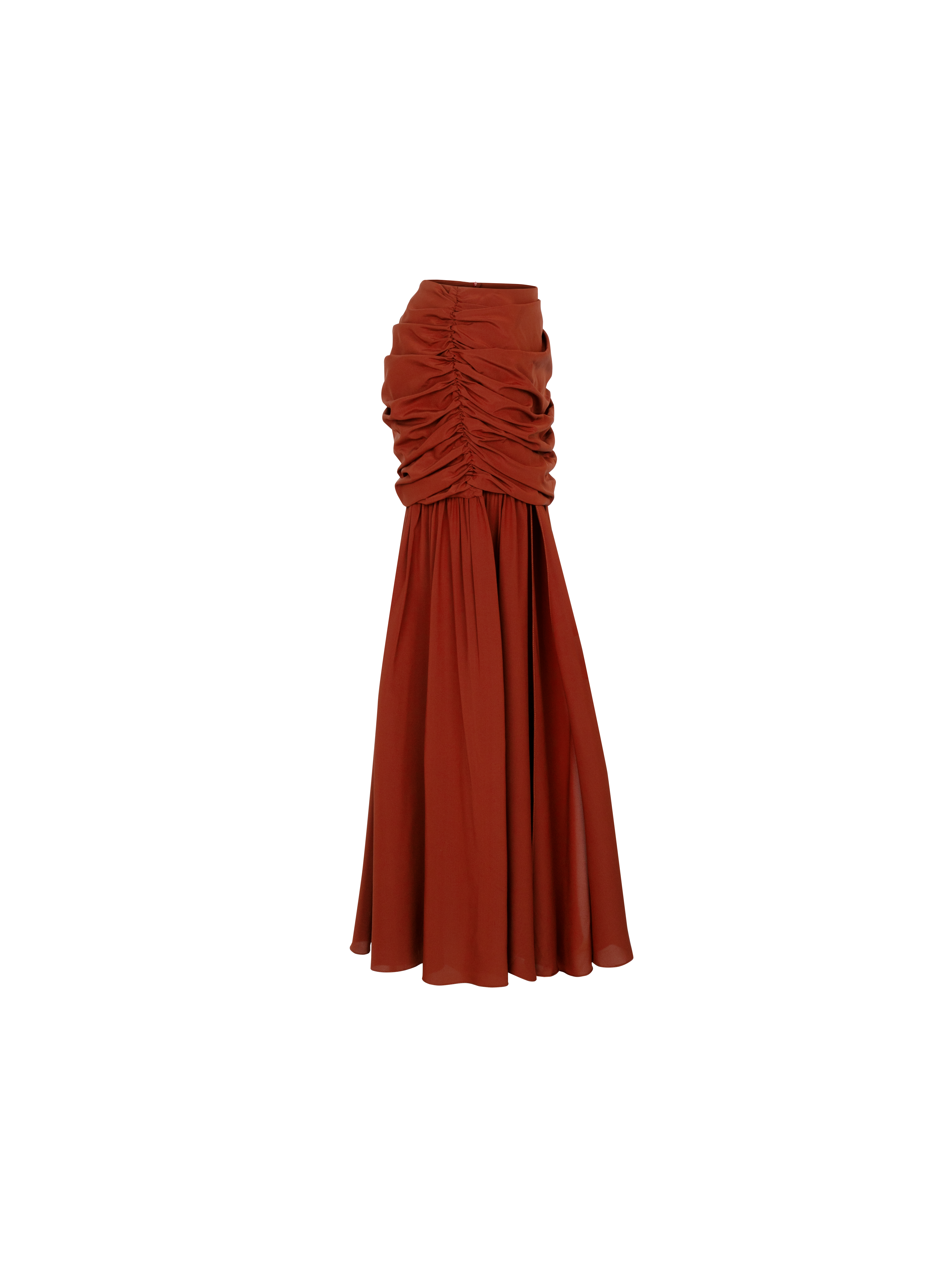 Draped Burgundy Silk Skirt