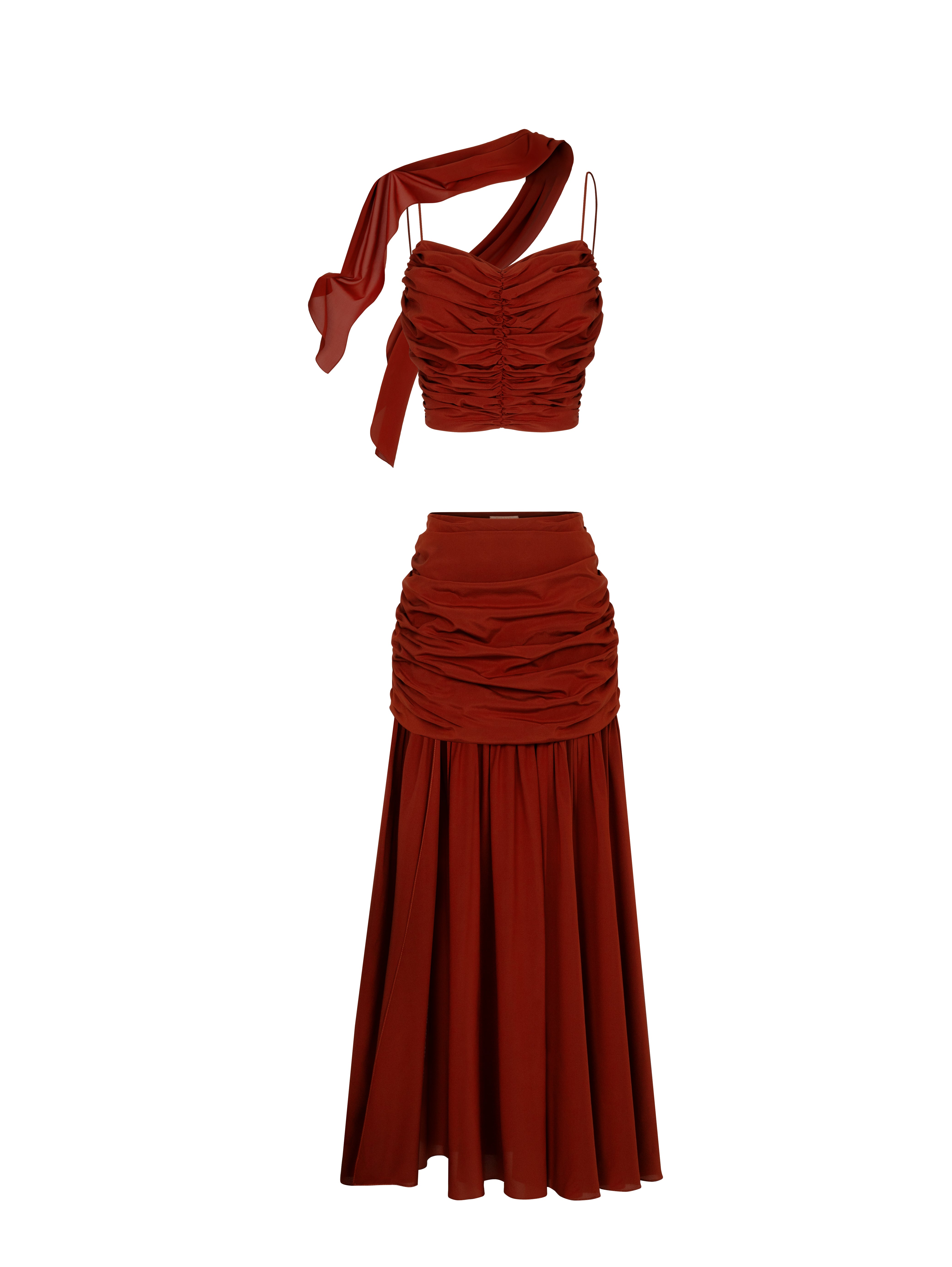 Draped Burgundy Silk Top