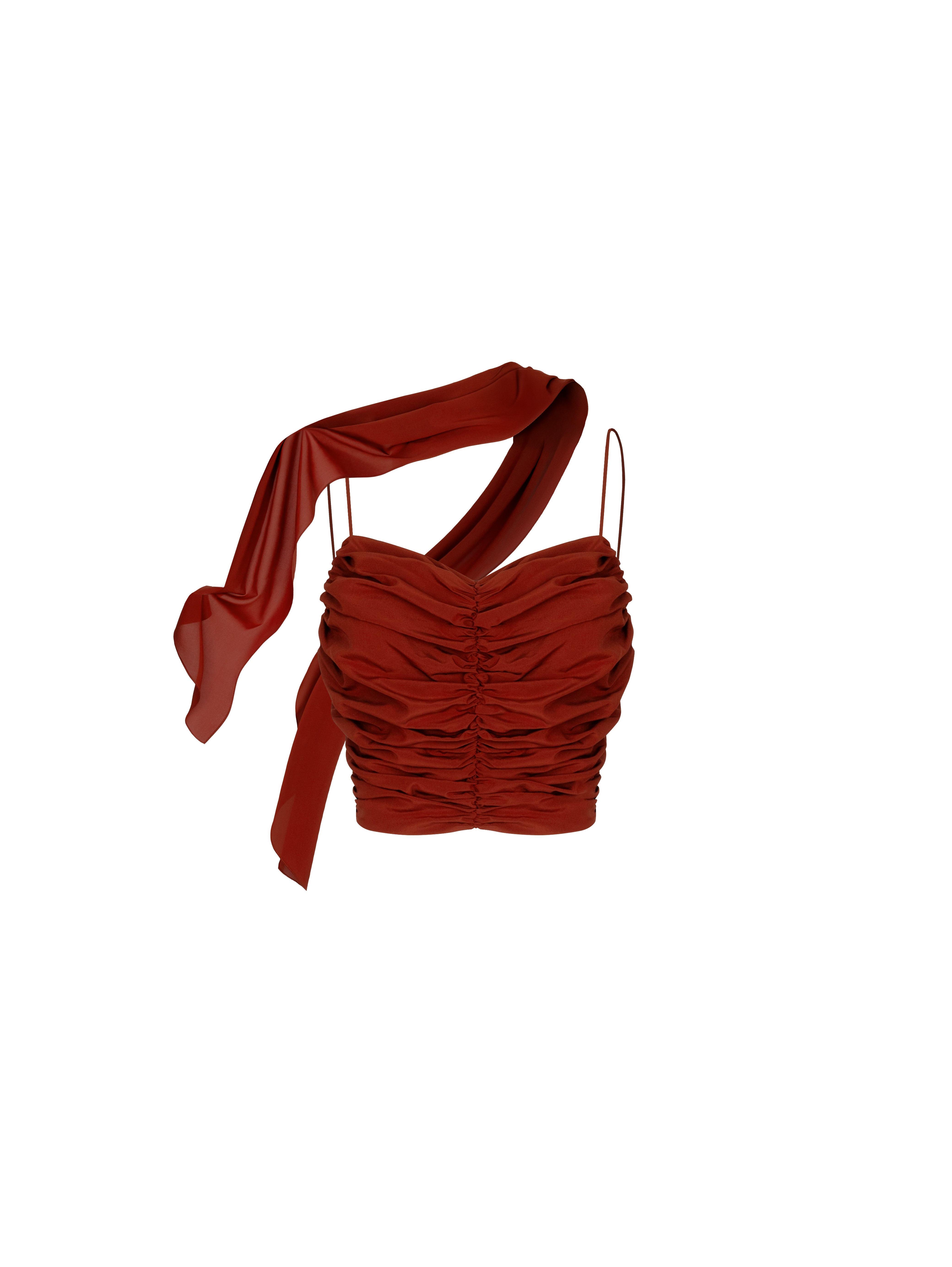 Draped Burgundy Silk Top