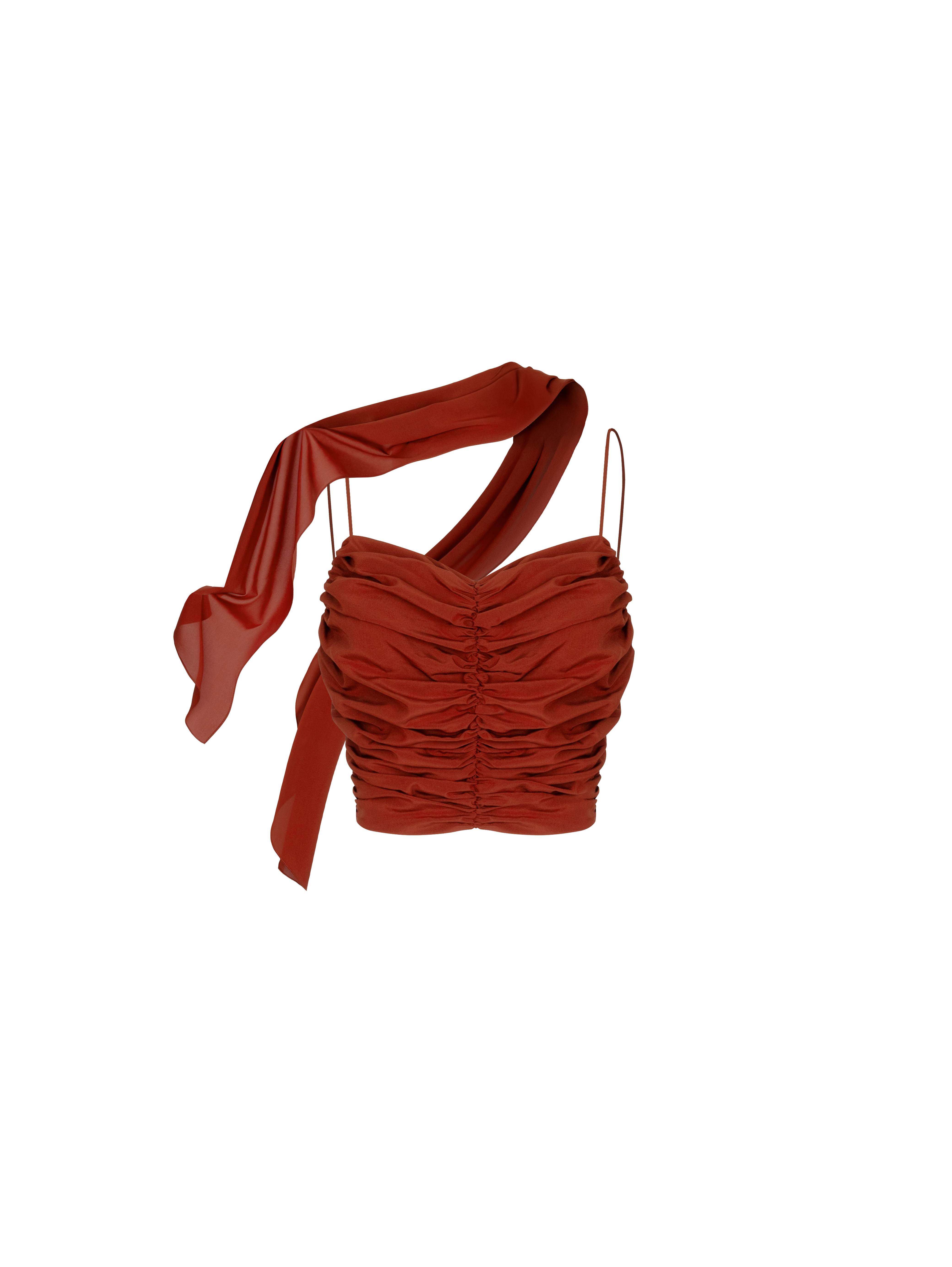 Draped Burgundy Silk Top