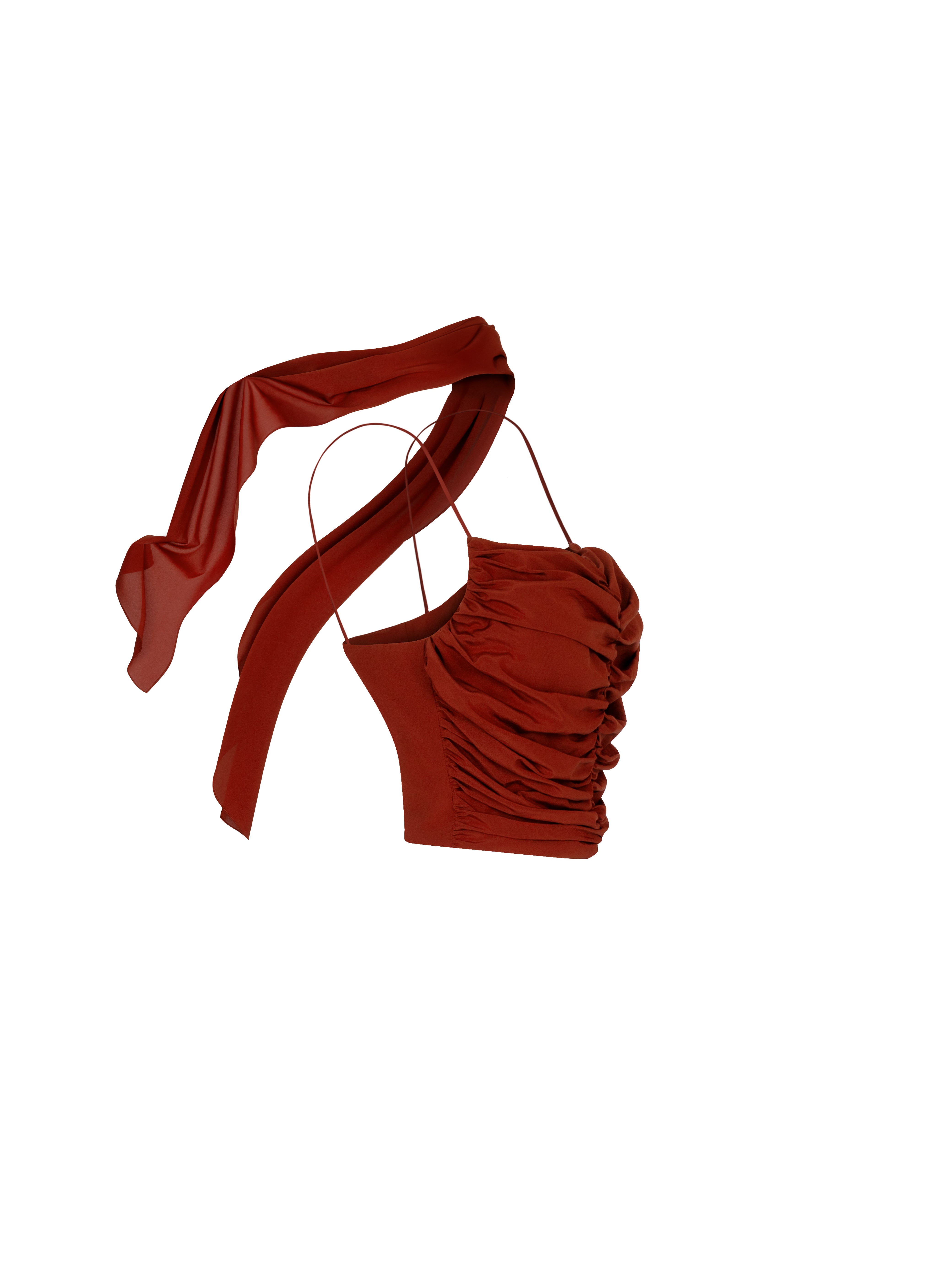 Draped Burgundy Silk Top