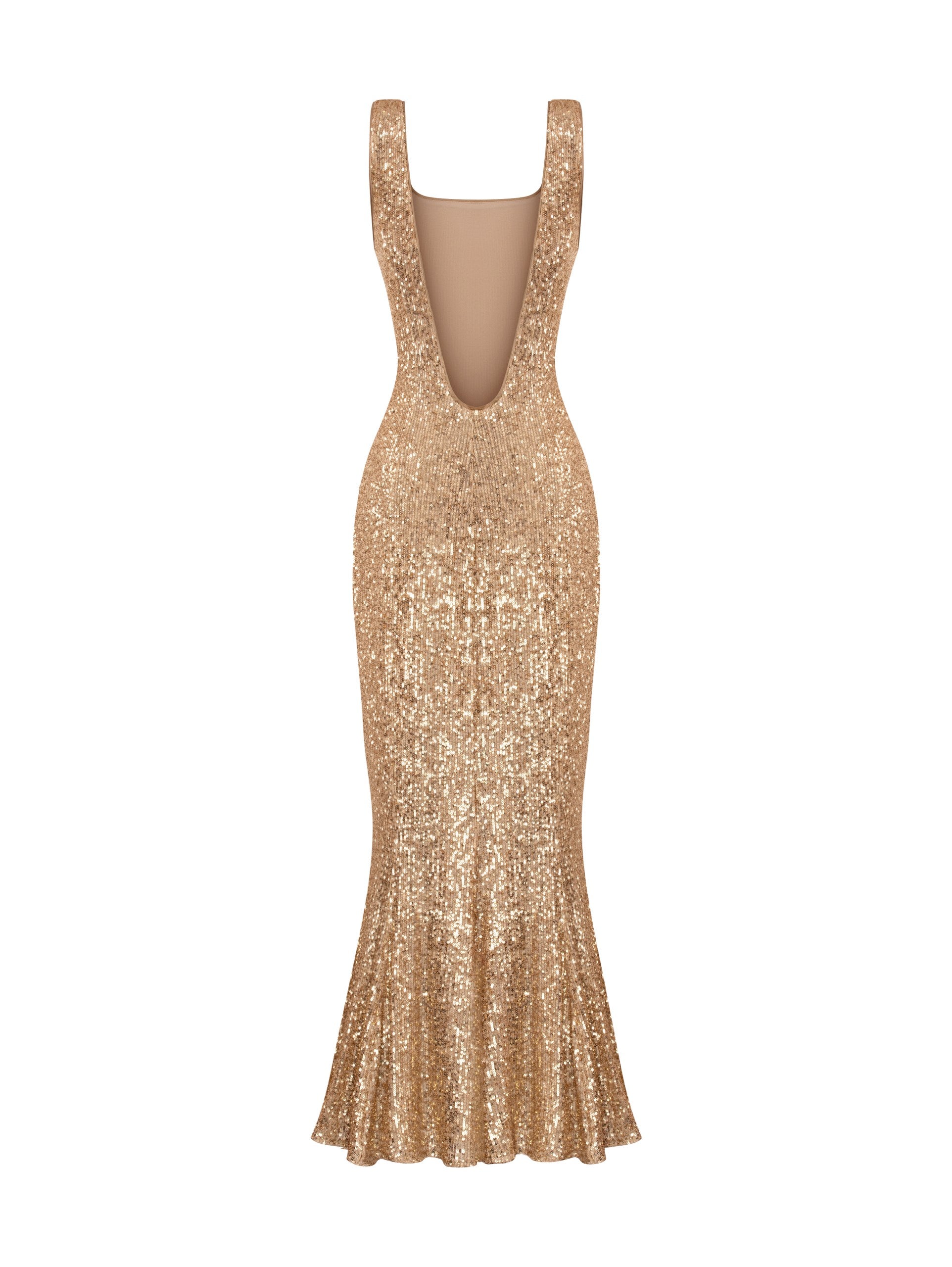 Golden Sequin Tie Back Midi Dress