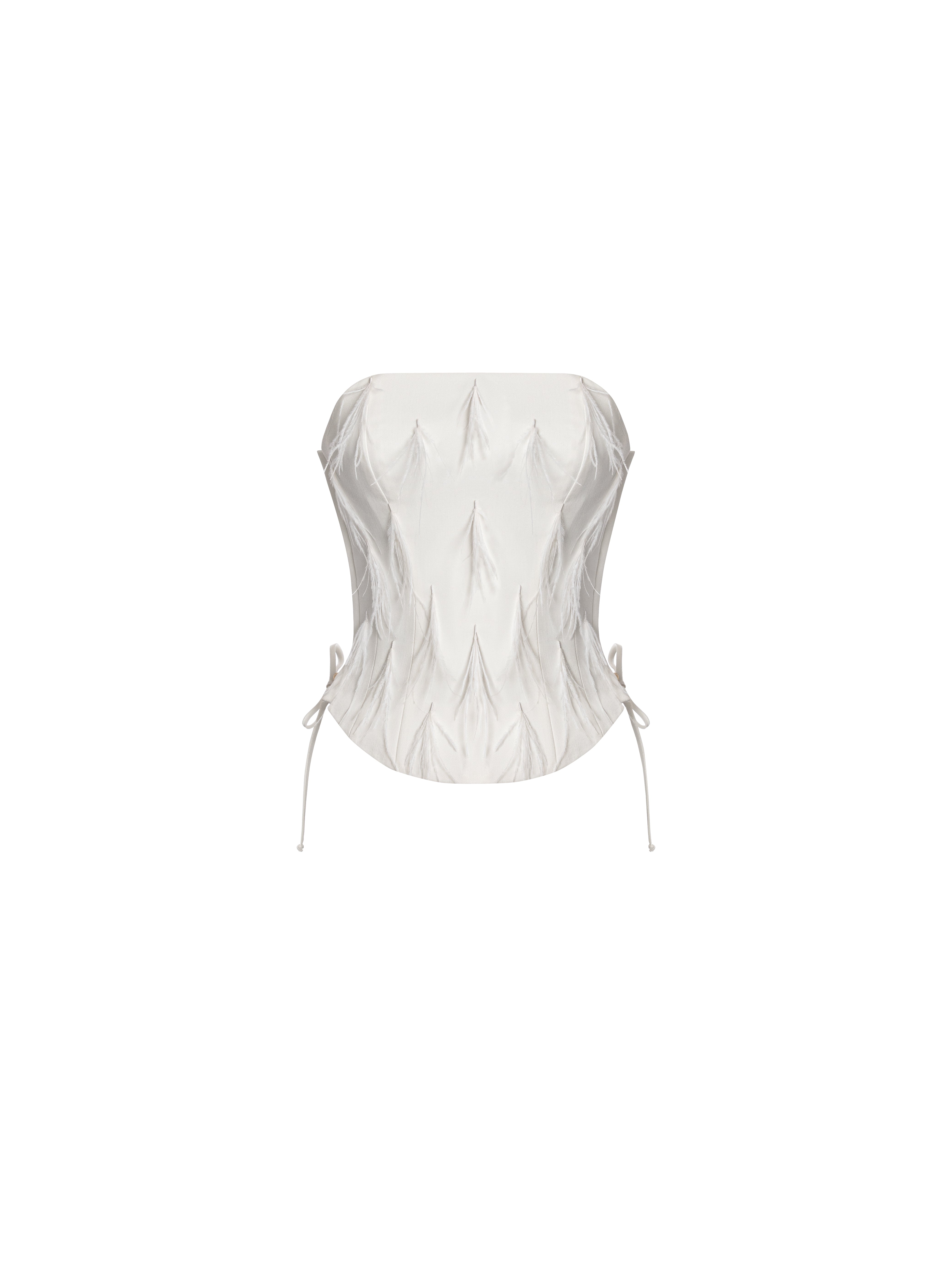 Woven Feather Corset - Snow White