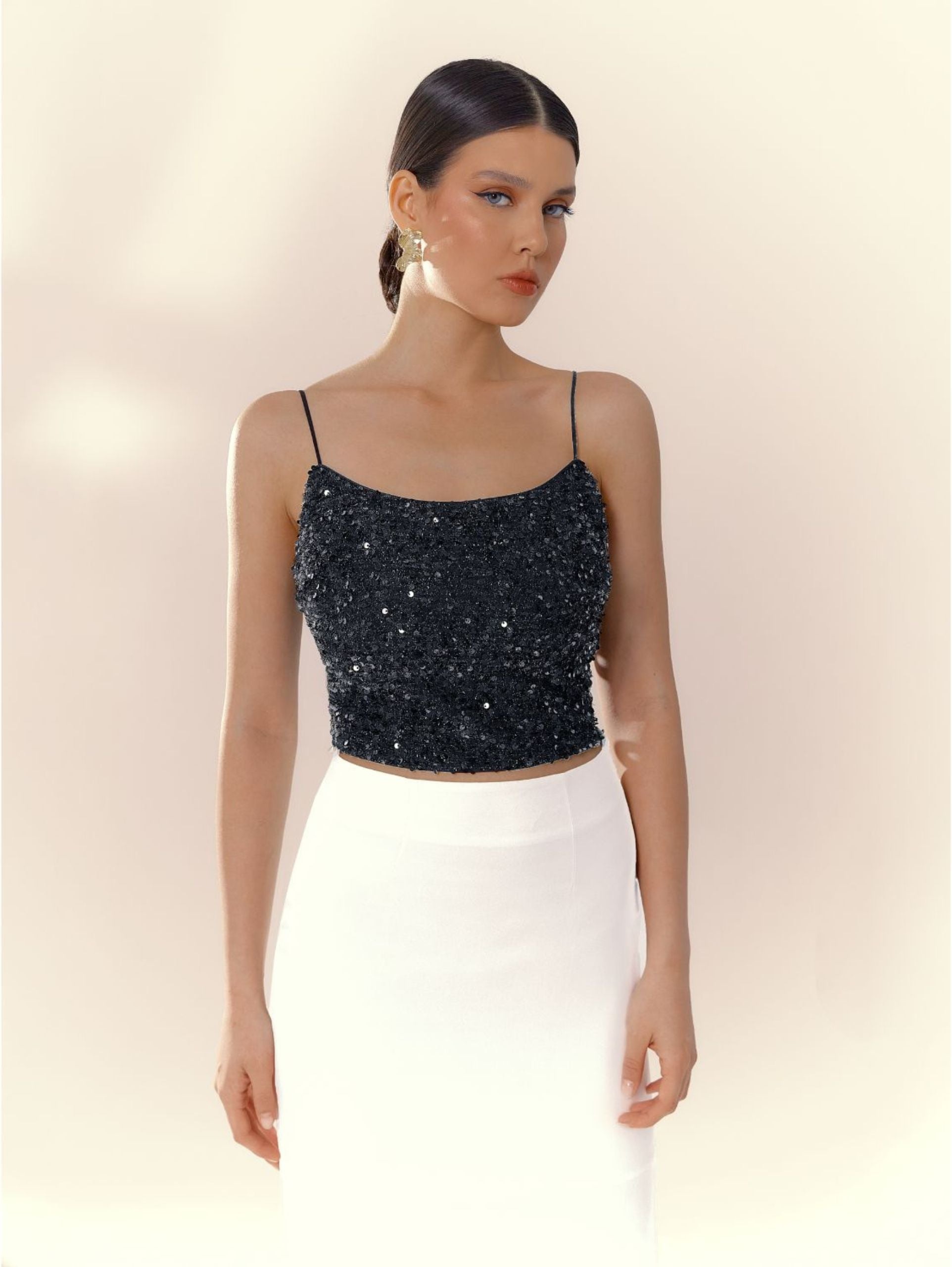 Nox Black Sequin Top